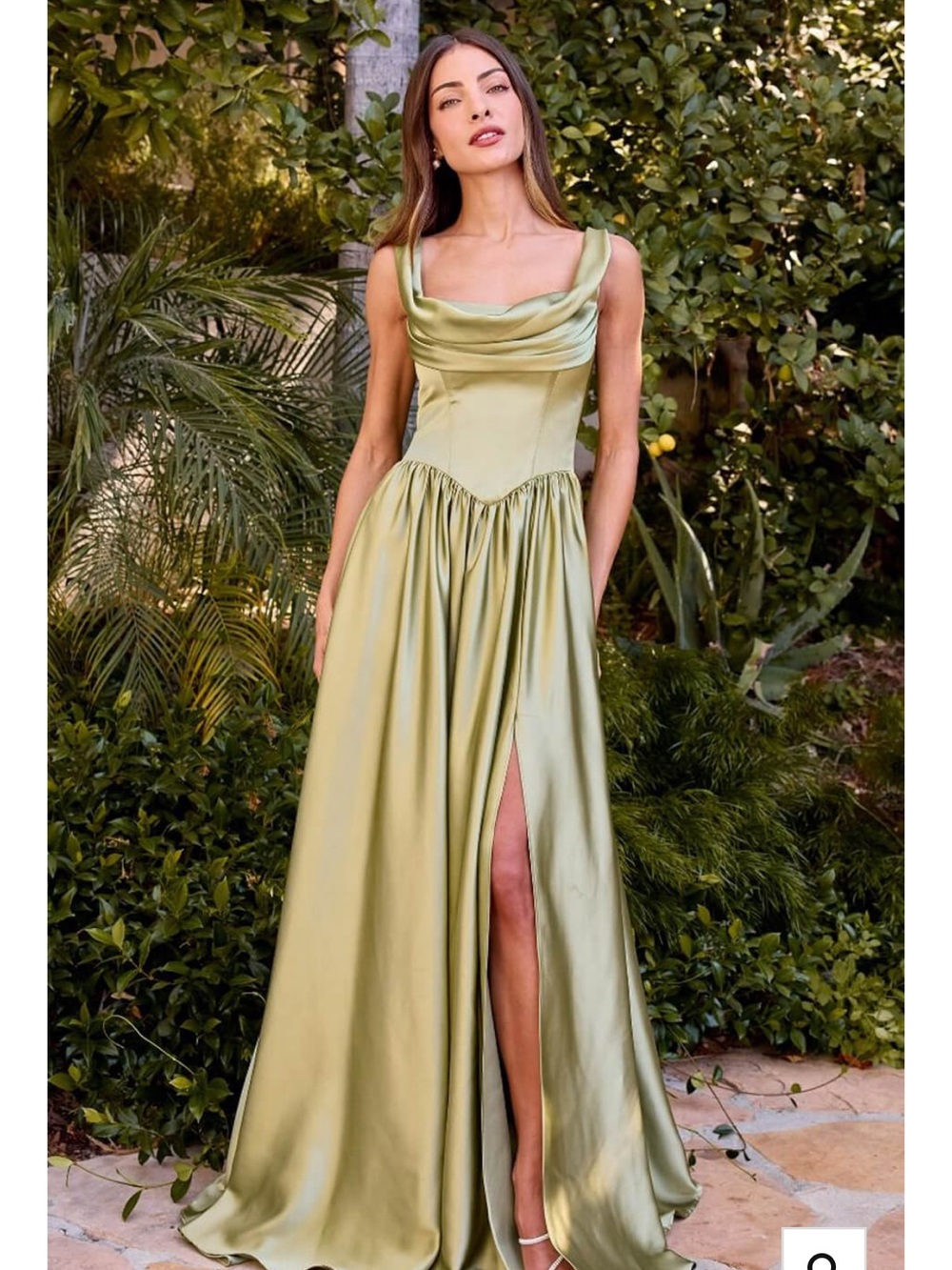 Green Satin Cowl Neck Gown (NWT Size 4)